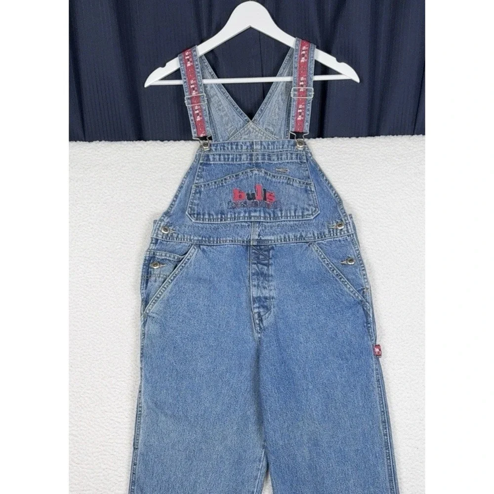 Vintage 90s GAP Denim Overalls Chicago Bulls Custom? - Youth XL